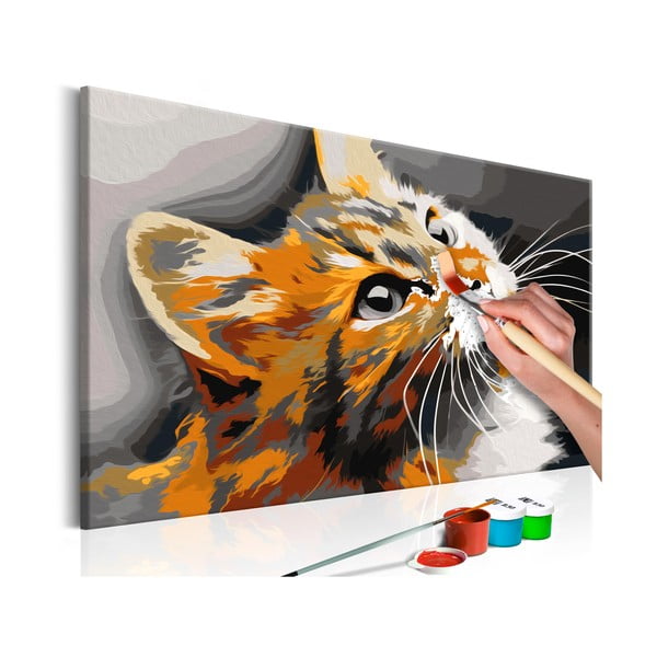 DIY set na tvorbu vlastního obrazu na plátně Artgeist Red Cat, 60 x 40 cm