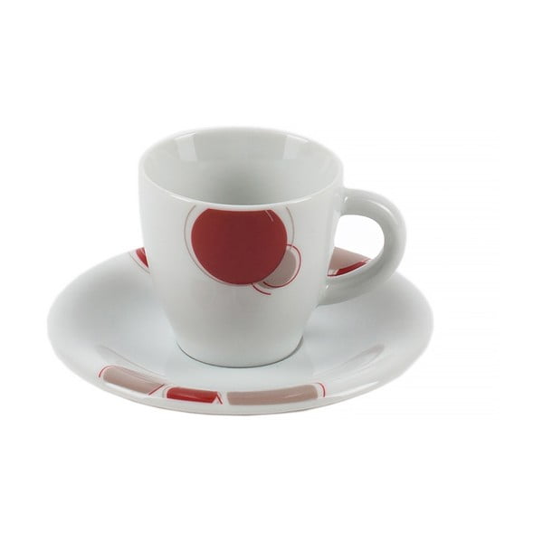 Sada 6 porcelánových hrnků na kávu s podšálky Kasanova Cerky Marsala