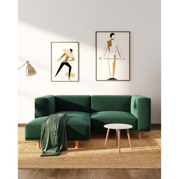 Tmavě zelená sametová rohová pohovka (levý roh) Kukumo – Ame Yens-image-1