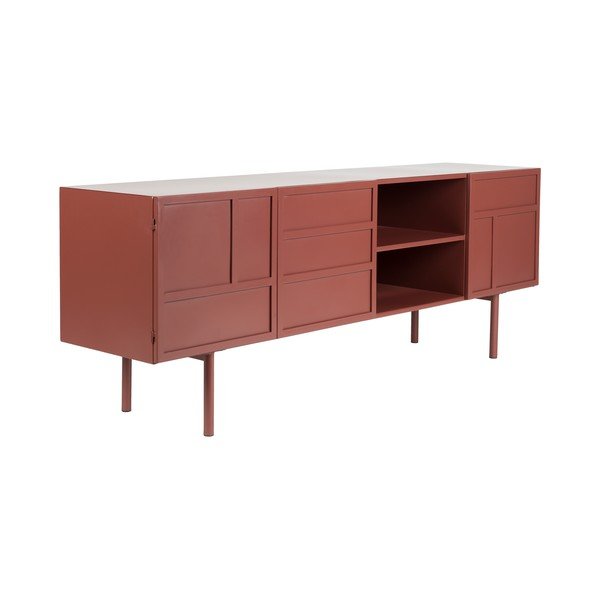 Červený kovový TV stolek 160x58x36 cm Davis – White Label-image-2