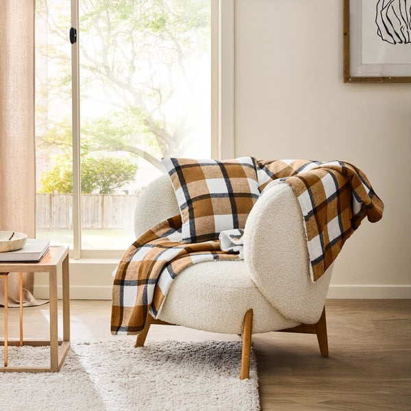 Hnědá deka s beránkem 125x150 cm Ecossais – douceur d'intérieur-image-2