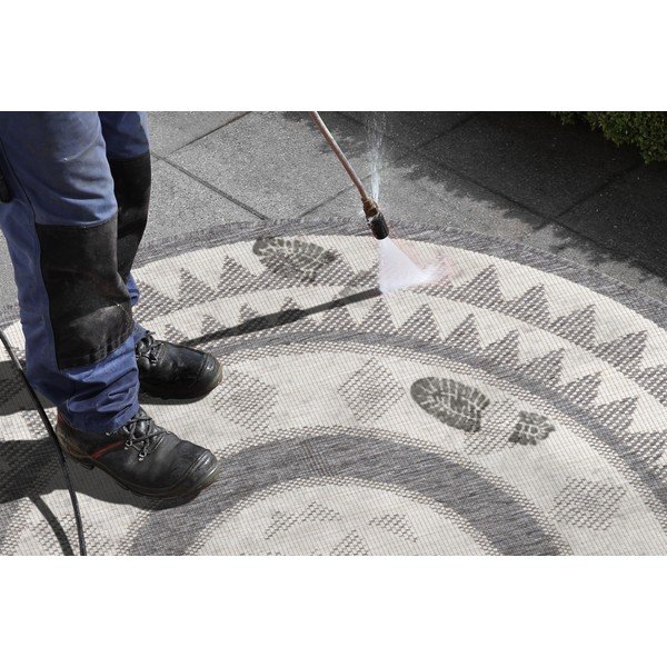 Šedo-krémový venkovní koberec NORTHRUGS Jamaica, ⌀ 140 cm-image-1