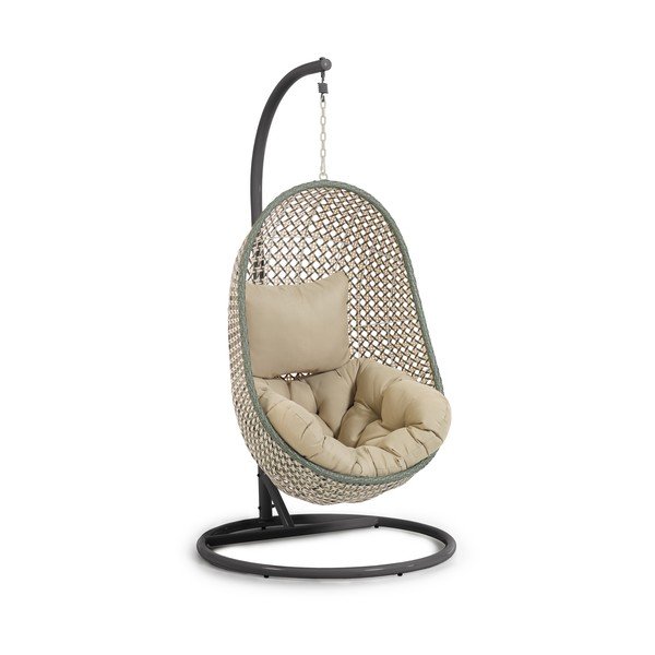Zelené/v přírodní barvě polstrované závěsné zahradní křeslo Cira – Kave Home-image-3