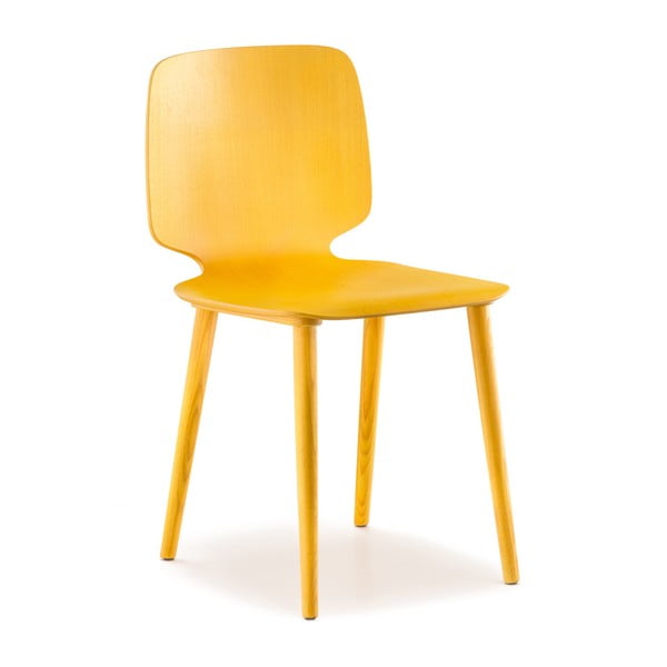 Žlutá dřevěná židle Pedrali Babila