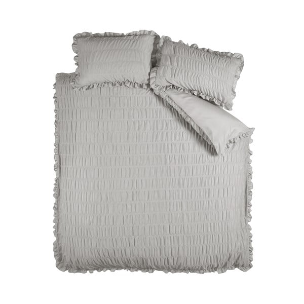 Šedé krepové povlečení na dvoulůžko 200x200 cm Seersucker Frill – Catherine Lansfield