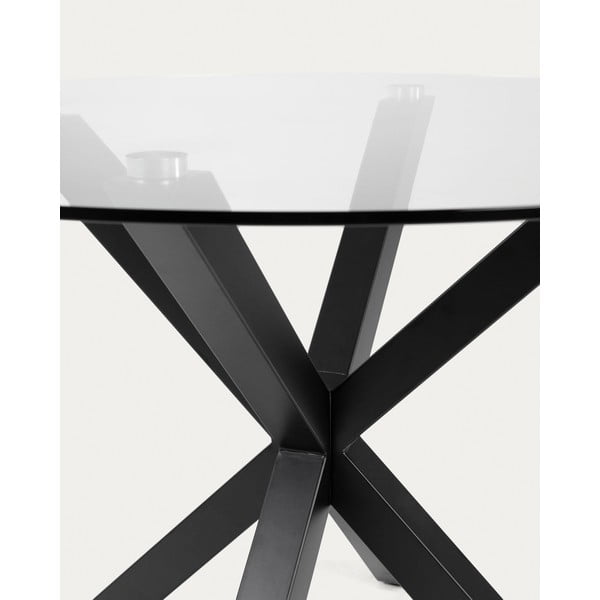 Černý kulatý konferenční stolek se skleněnou deskou ø 82 cm Argo – Kave Home-image-3