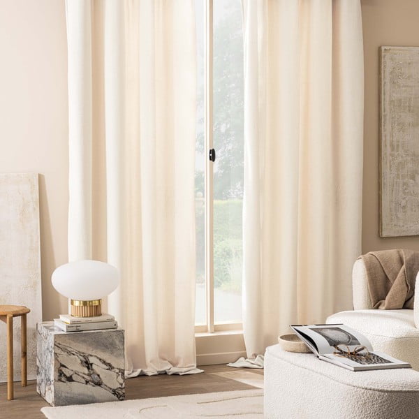 Krémový závěs z materiálu bouclé 140x260 cm Winona – douceur d'intérieur-image-1