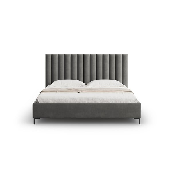 Šedá čalouněná dvoulůžková postel s úložným prostorem s roštem 180x200 cm Casey – Mazzini Beds-image-4