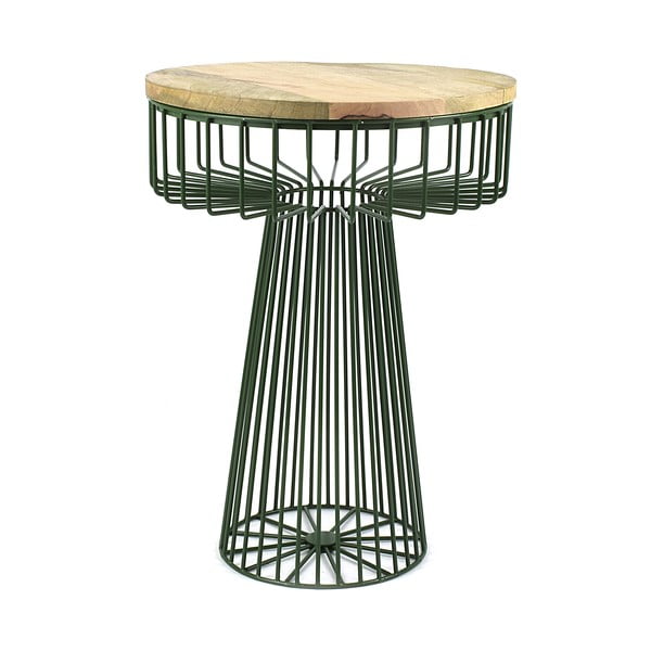Zelený stolek se snímatelnou deskou z mangového dřeva HF Living Spore