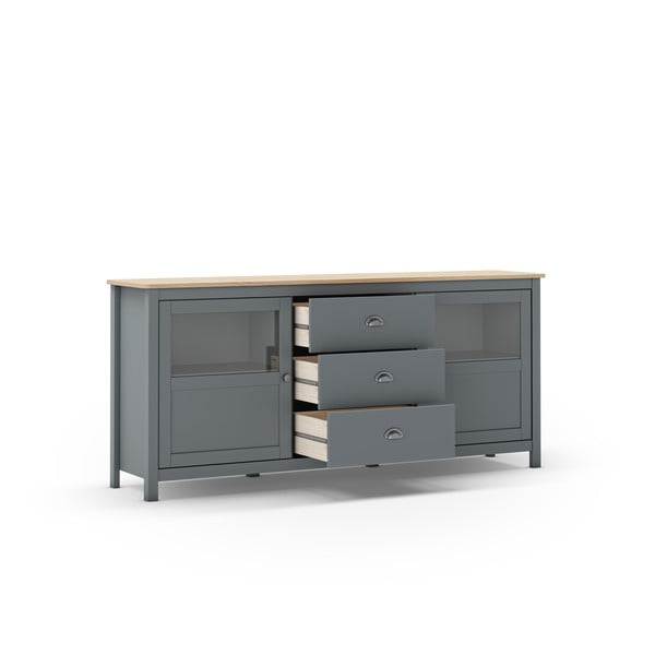 Komoda šedozelená z borovicového dřeva 180x80x40 cm Misti – Marckeric-image-2