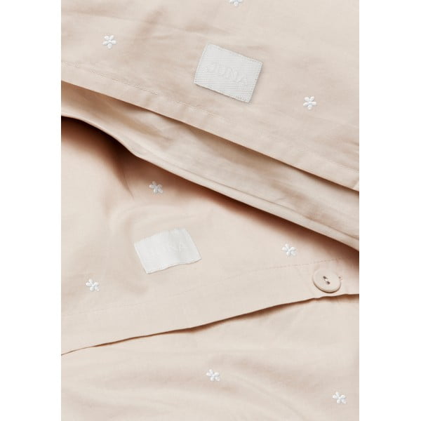 Béžové povlečení na jednolůžko z bavlněného perkálu 140x200 cm Daisy – JUNA-image-3