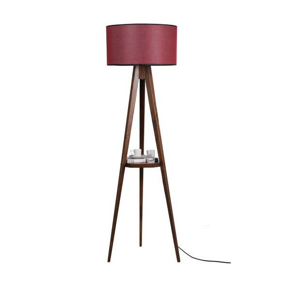 Červeno-hnědá stojací lampa s textilním stínidlem (výška 153 cm) Sehbalı Tripod – Opviq lights