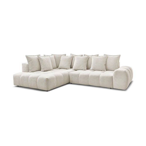 Bílá žinylková rozkládací/s úložným prostorem rohová pohovka (levý roh/do L) Everest – Bobochic Paris-image-3