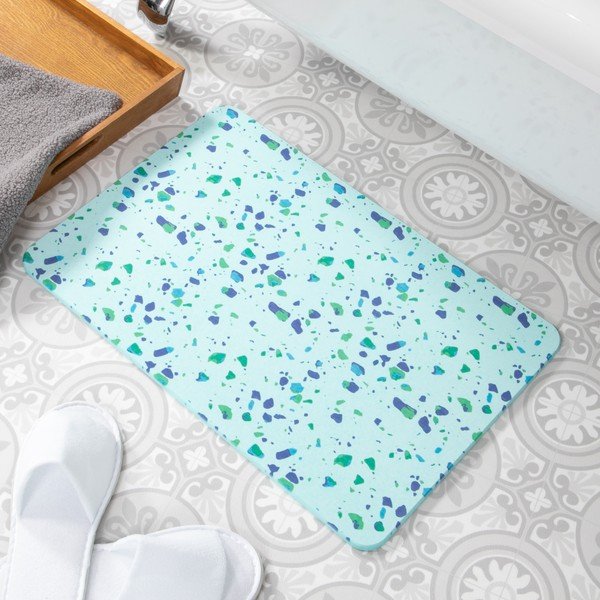 Světle modrá koupelnová předložka z křemeliny 39x60 cm Terrazzo – Artsy Doormats-image-1