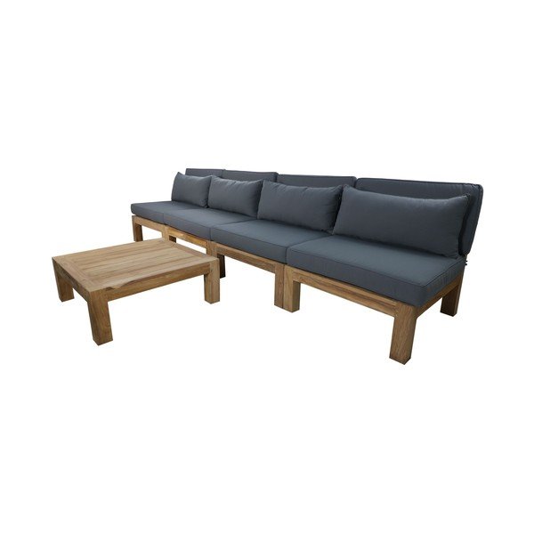 Šedý zahradní lounge set z teakového dřeva pro 4 osoby Aruba - HSM collection-image-1