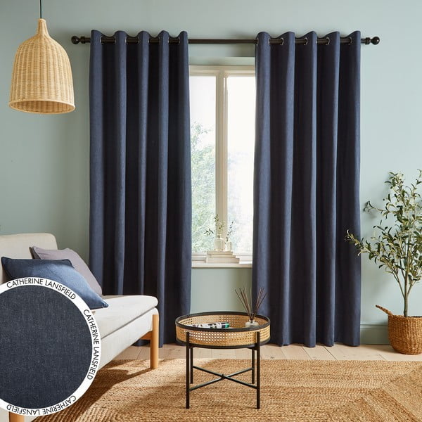 Modré závěsy v sadě 2 ks 183x168 cm Chambray - Catherine Lansfield-image-2