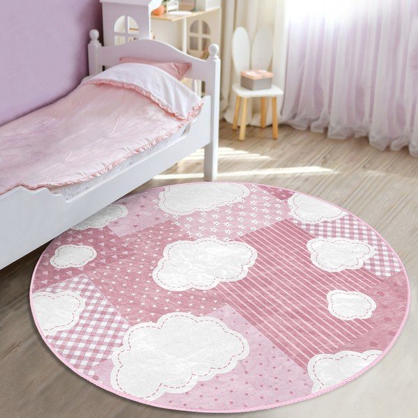 Růžový dětský koberec ø 100 cm Comfort – Mila Home-image-3