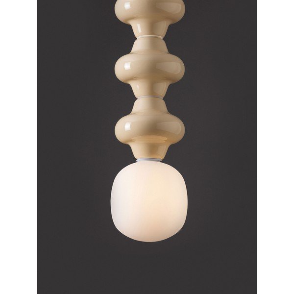 Bílé/krémové keramické závěsné svítidlo se skleněným stínidlem ø 18 cm Clio – Nova Luce-image-1