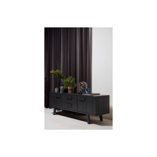 Černý TV stolek z borovicového dřeva 150x55 cm Watch – De Eekhoorn-image-2