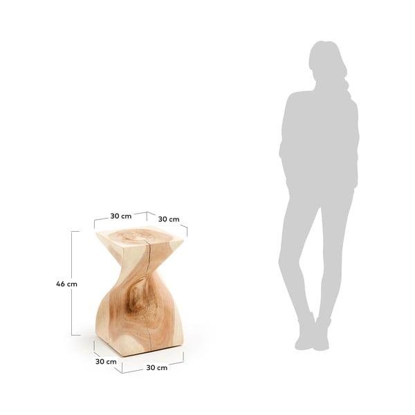 Odkládací stolek z masivu munggur 30x30 cm Hakon – Kave Home-image-4