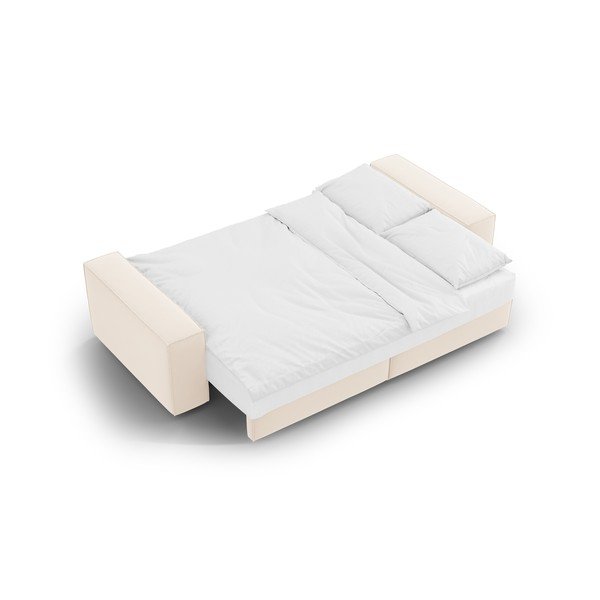 Béžová sametová rozkládací/s úložným prostorem pohovka 247 cm Jodie – Micadoni -image-4