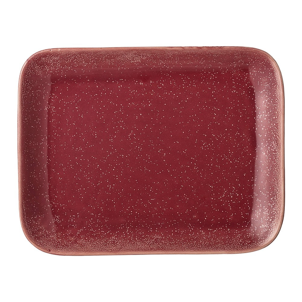 Červený kameninový servírovací talíř Bloomingville Joelle, 31,5 x 24,5 cm