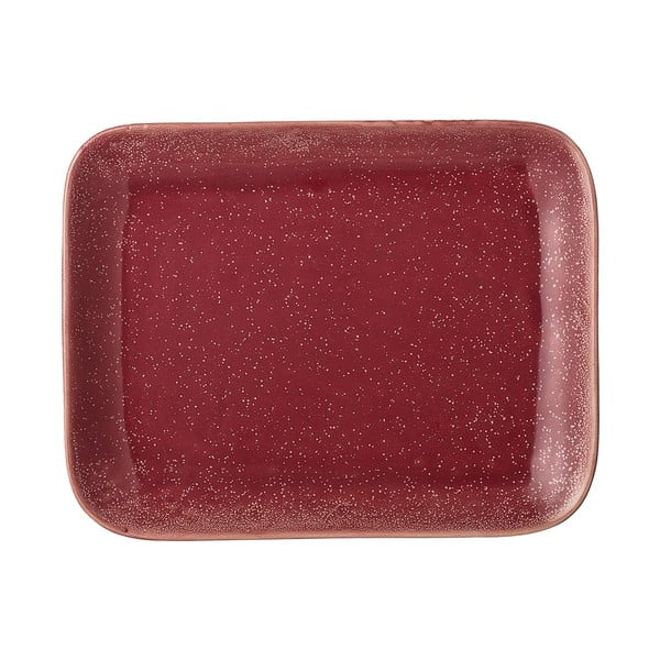 Červený kameninový servírovací talíř Bloomingville Joelle, 31,5 x 24,5 cm