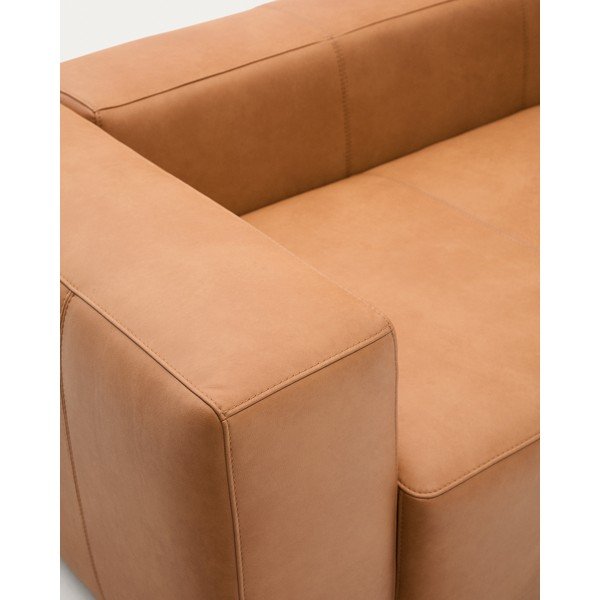Hnědá kožená pohovka 240 cm Blok – Kave Home-image-4