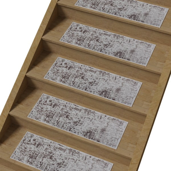 Šedo-světle hnědé bavlněné nášlapy na schody v sadě 16 ks 25x65 cm Milan Vizon – Vitaus-image-1