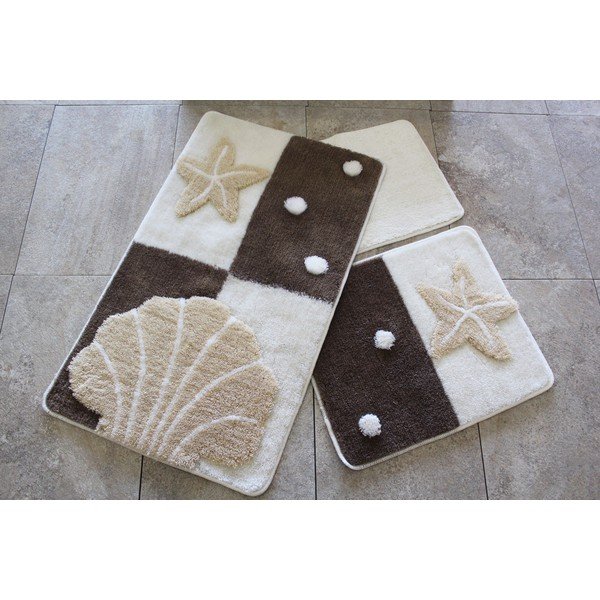 Hnědo-krémové koupelnové předložky v sadě 3 ks 100x60 cm – Foutastic-image-2