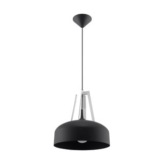 Černé závěsné svítidlo s dřevěným/kovovým stínidlem ø 30 cm Olla - Nice Lamps
