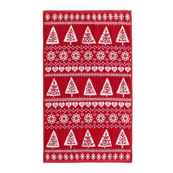 Červený ručník Nordic Winter, 90x140 cm