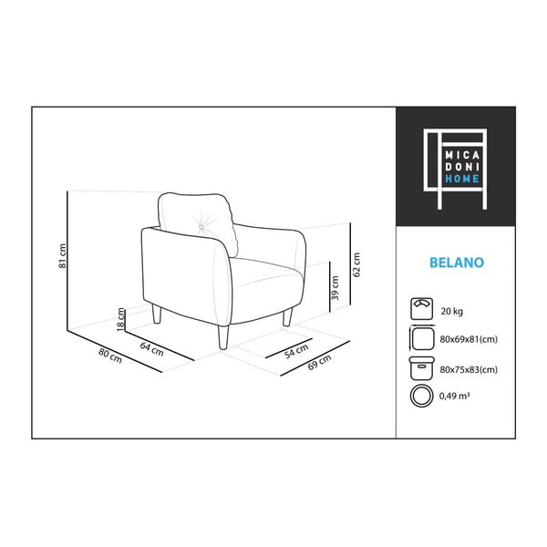 Modré křeslo Micadoni Home Belano-image-2