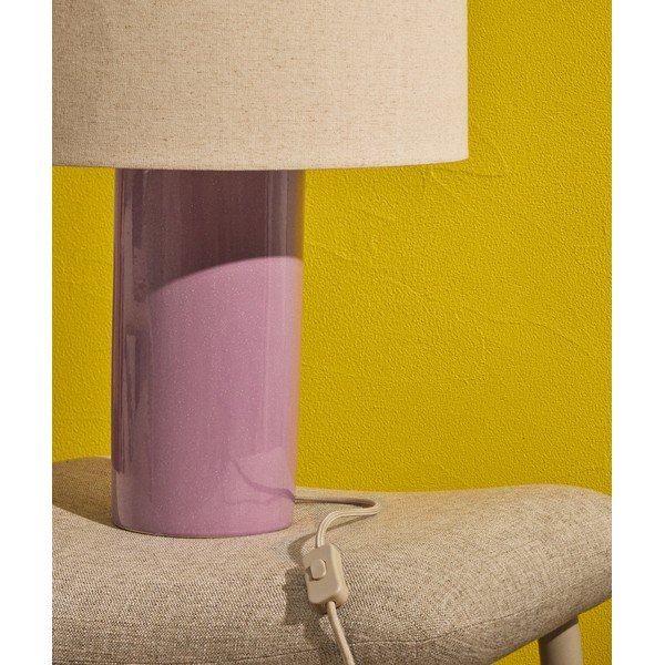 Fialová/béžová stolní lampa s textilním stínidlem (výška 52 cm) Toneric – Kave Home-image-3