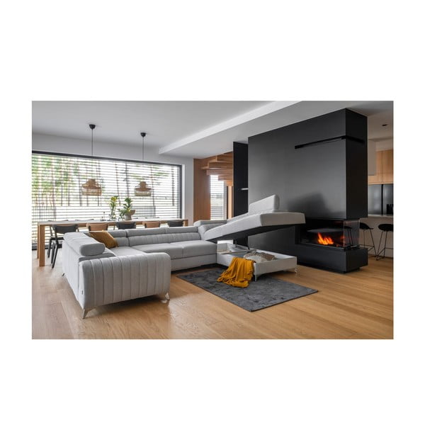 Světle šedá rozkládací/s úložným prostorem rohová pohovka (pravý roh/do "U") Louis – ELTAP-image-4