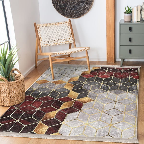 Šedo-vínový pratelný koberec 160x230 cm – Mila Home-image-2