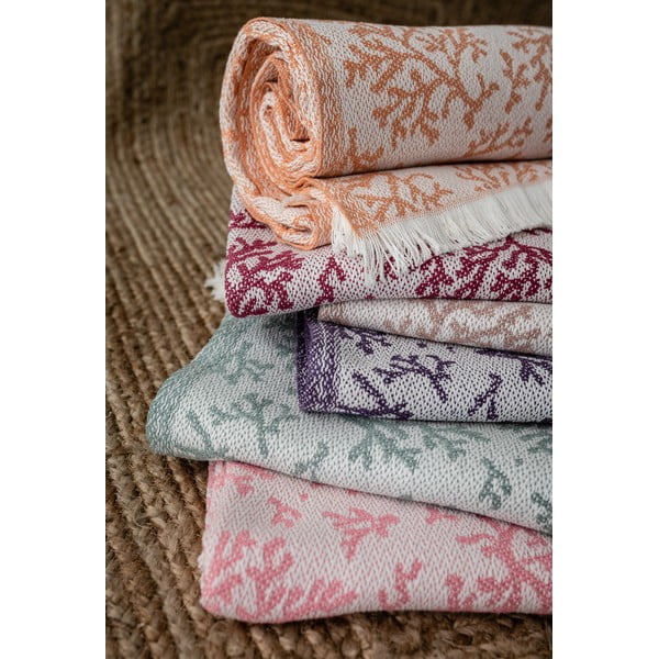 Tmavě růžový pléd s podílem bavlny Euromant Summer Coral, 140 x 180 cm-image-2