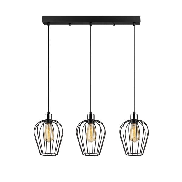 Černé závěsné svítidlo pro 3 žárovky Opviq lights Tel Long-image-2