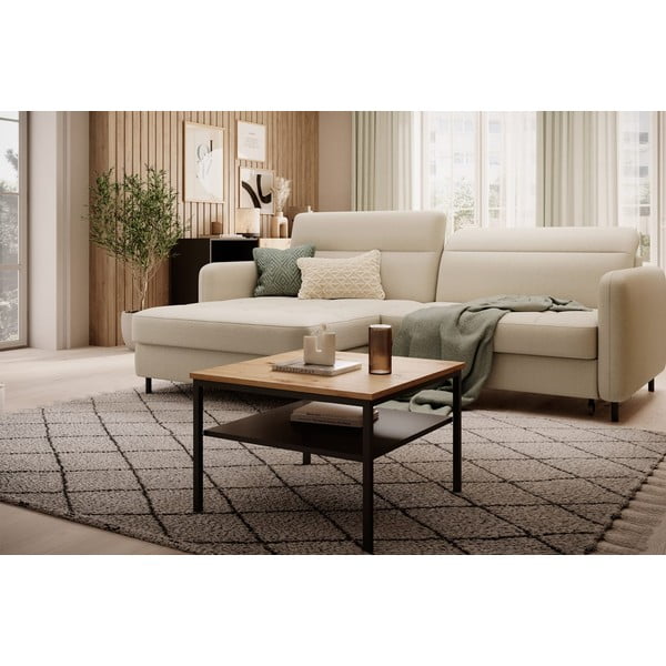 Béžová sametová rozkládací/s úložným prostorem rohová pohovka (levý roh/s lenoškou) Gomsi – ELTAP-image-3