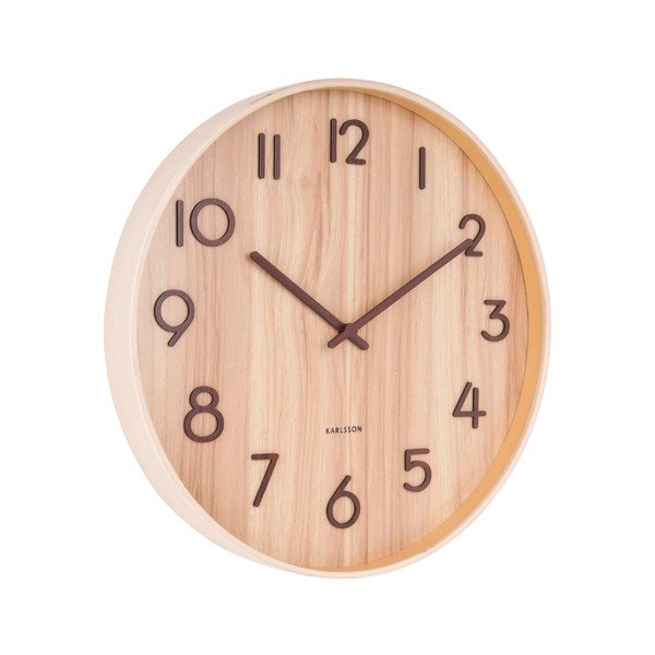 Světle hnědé nástěnné hodiny z lipového dřeva Karlsson Pure Medium, ø 40 cm-image-2