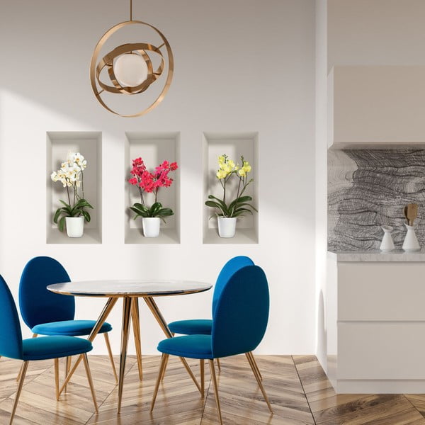 Sada 3 3D samolepek na zeď Ambiance Orchids-image-1