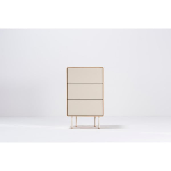 Vysoká komoda z dubového dřeva v bílo-přírodní barvě 60x100 cm Fina – Gazzda-image-4