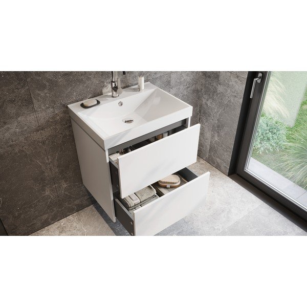 Bílá matná závěsná skříňka pod umyvadlo 61x65 cm Bodera – Germania-image-1