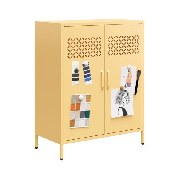 Žlutá kovová skříňka 80x102x40 cm Annie – Støraa-image-4