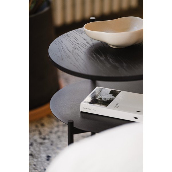 Černý noční stolek s deskou v dubovém dekoru Tu – noo.ma-image-3