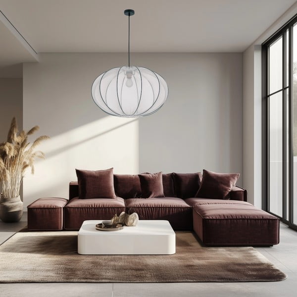 Bílé závěsné svítidlo s textilním stínidlem ø 60 cm Mellow – Candellux Lighting-image-1