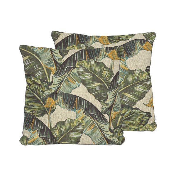Oboustranný povlak na polštář s příměsí lnu Madre Selva Banana Palm, 45 x 45 cm