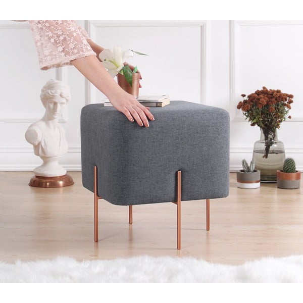 Tmavě šedý taburet Copper – Artie-image-2