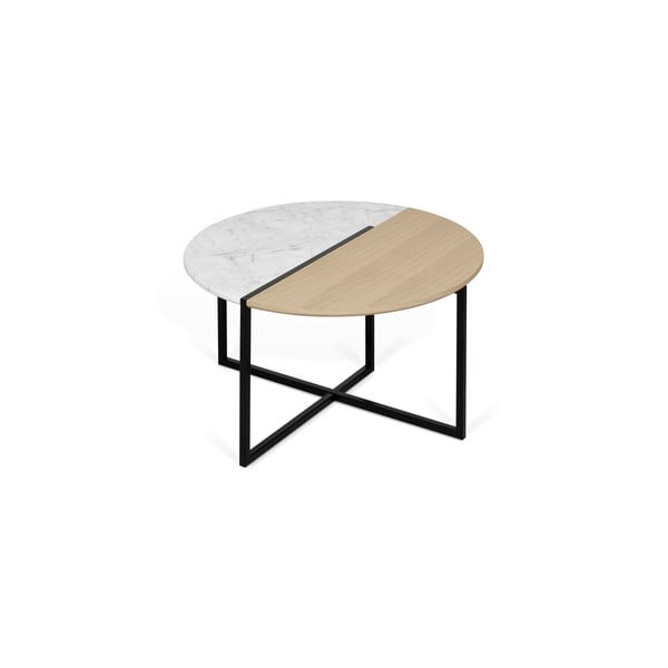 Konferenční stolek s deskou z dubového dřeva a mramoru TemaHome Sonata, ø 80 cm-image-4