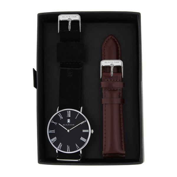 Set pánských hodinek s řemínky Black Oak Elegant Dark 